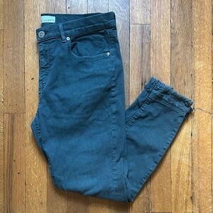 LOFT Women's Modern Skinny Dark Blue Ankle Jeans with Fringe